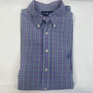 Ralph Lauren Polo Men's‎ Classic Pink Blue Green Plaid Button Up Shirt XL